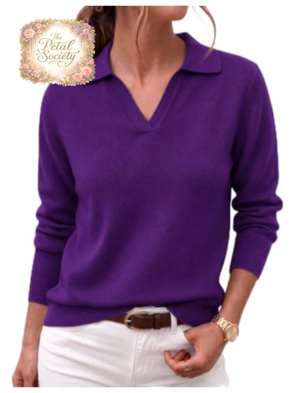 Zeagoo Womens Knit Sweater Polo V Neck Long Sleeve Business Casual Top